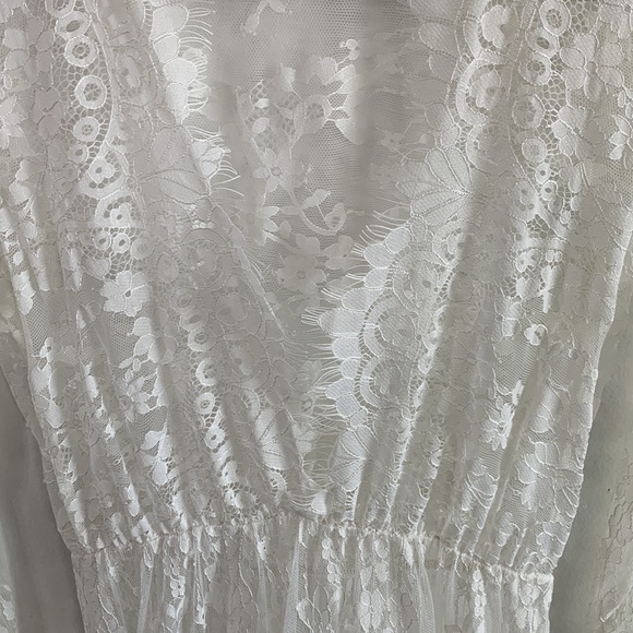 NWT Beautiful Sheer Ivory Eyelash Lace Gown - Picture 7 of 8